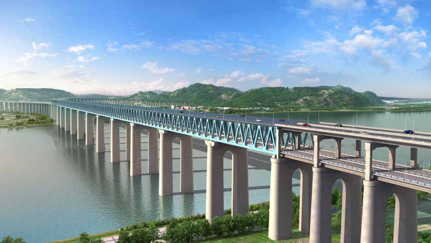 蒙华铁路三门峡黄河特大桥效果图